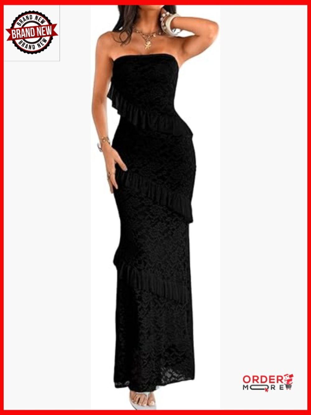 Tube Tiered Maxi Dress, Floral Lace Ruffle Bodycon, Semi Formal Wedding Guest